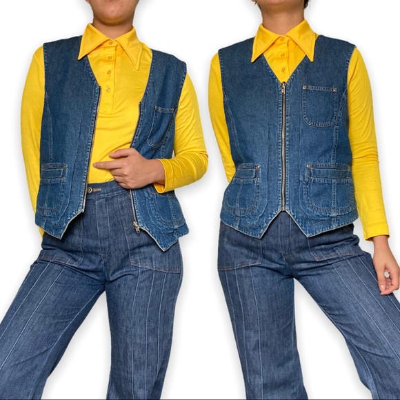 Vintage 90s Reversible Denim Vest - Picture 2 of 6